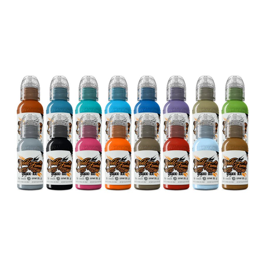 16 Colours Set No.2 1 oz - World Famous Tattoo Ink Sixteen 2 – Encres – World Famous Tattoo Ink – SBDistribution