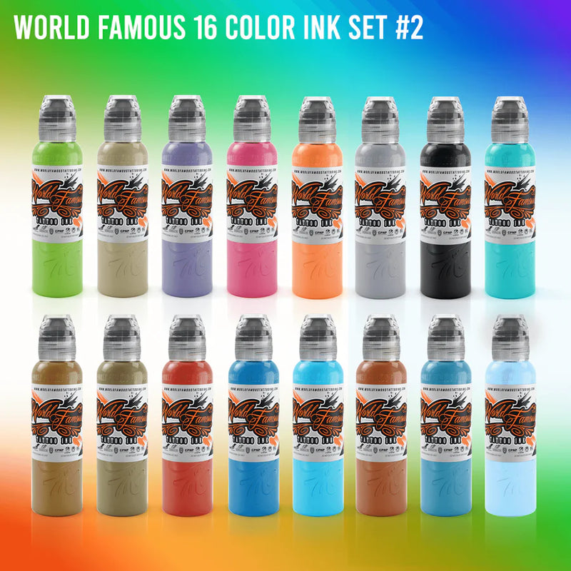 16 Colours Set No.2 1 oz - World Famous Tattoo Ink-1