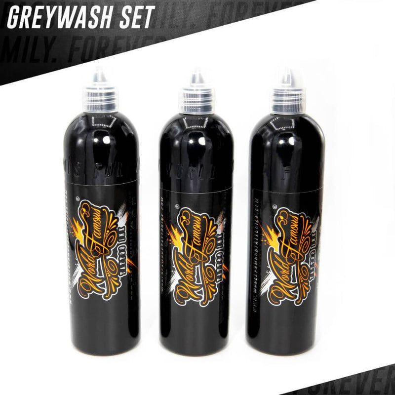3 BOTTLE GREY WASH SET - World Famous Tattoo Ink – Encres – World Famous Tattoo Ink – SBDistribution