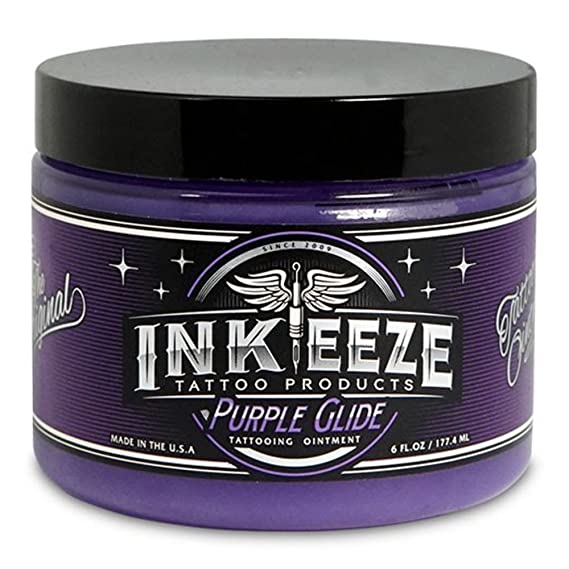 INK-EEZE Pink and purple Glide Tattooing Ointment — 6oz Jar