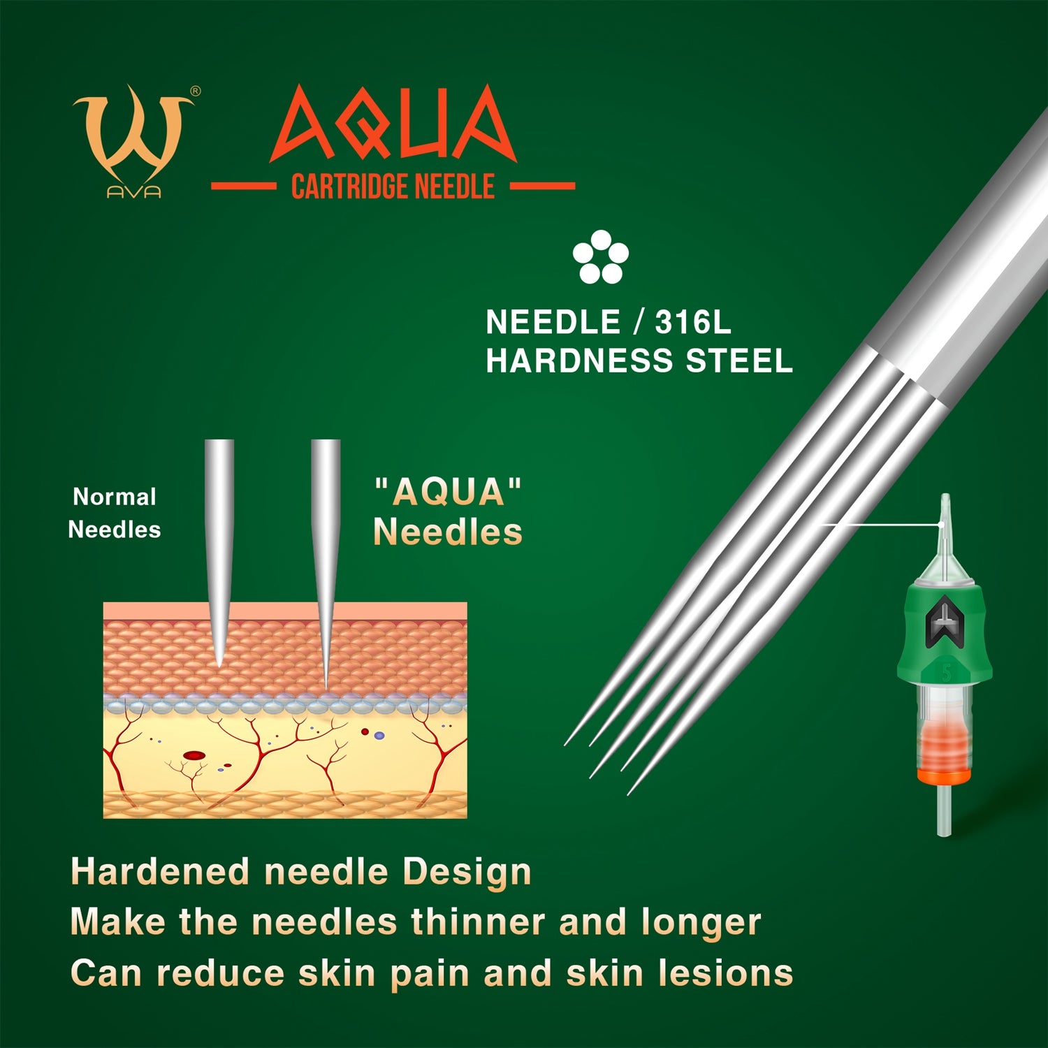 Aqua Cartridge Needle Germany Steel-5