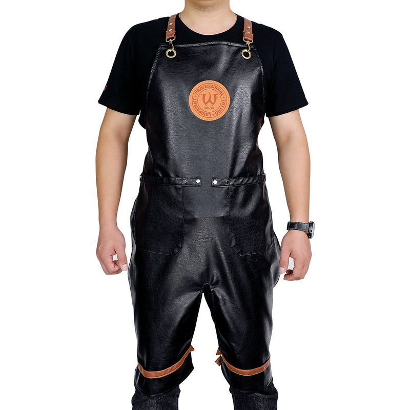 PU LEATHER MATERIAL APRON WITH ADJUSTABLE BELTS-18