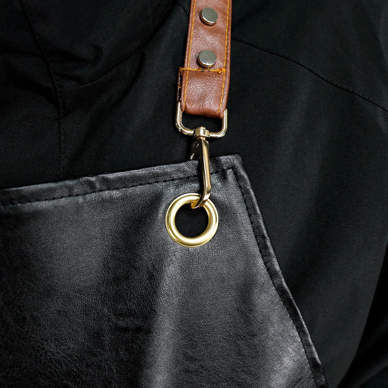 PU LEATHER MATERIAL APRON WITH ADJUSTABLE BELTS-15