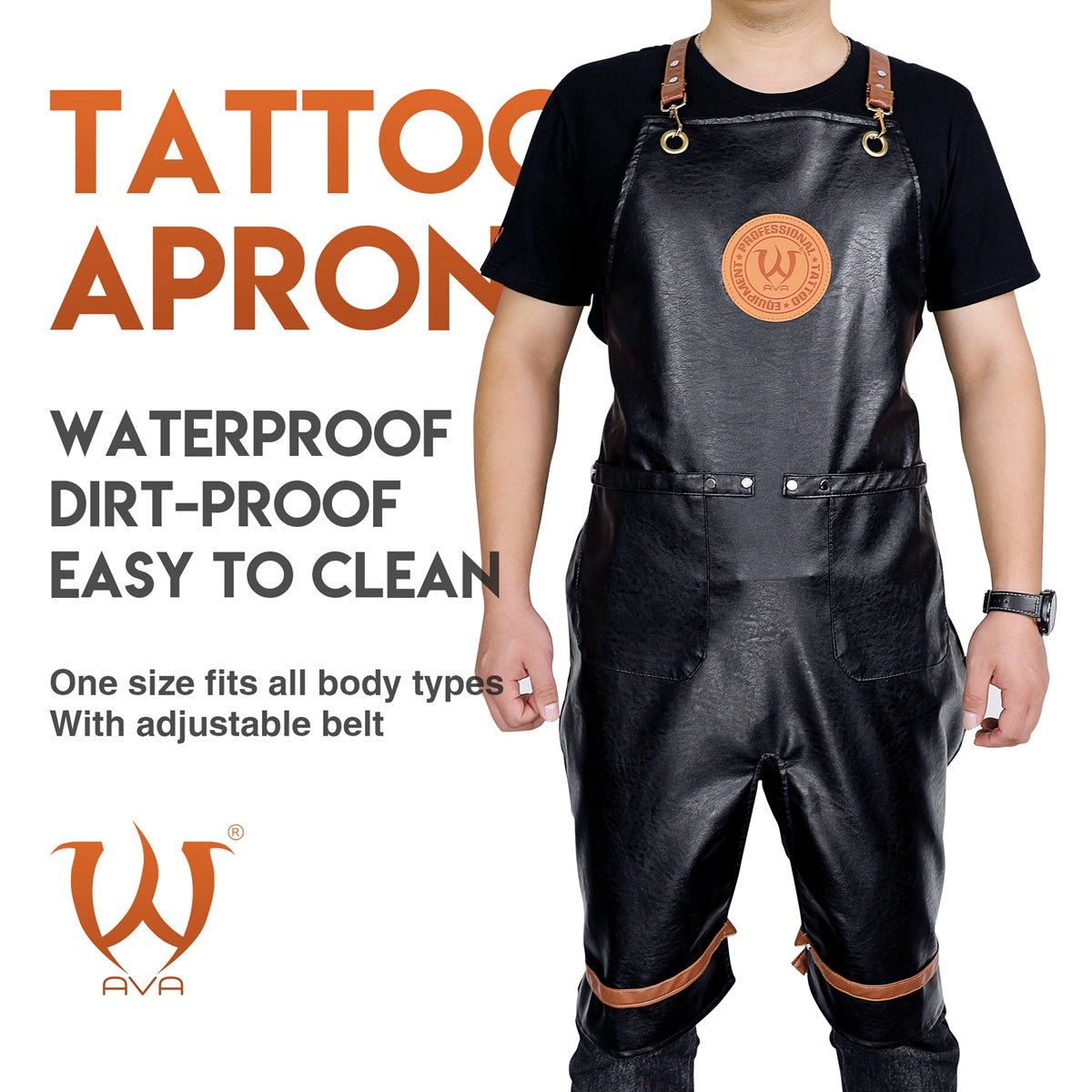 PU LEATHER MATERIAL APRON WITH ADJUSTABLE BELTS