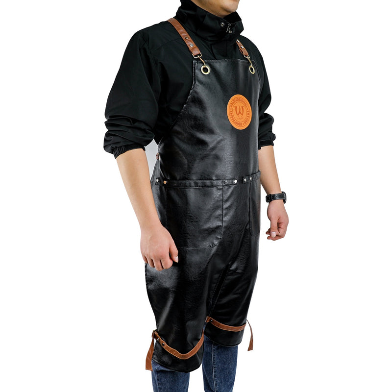 PU LEATHER MATERIAL APRON WITH ADJUSTABLE BELTS-9