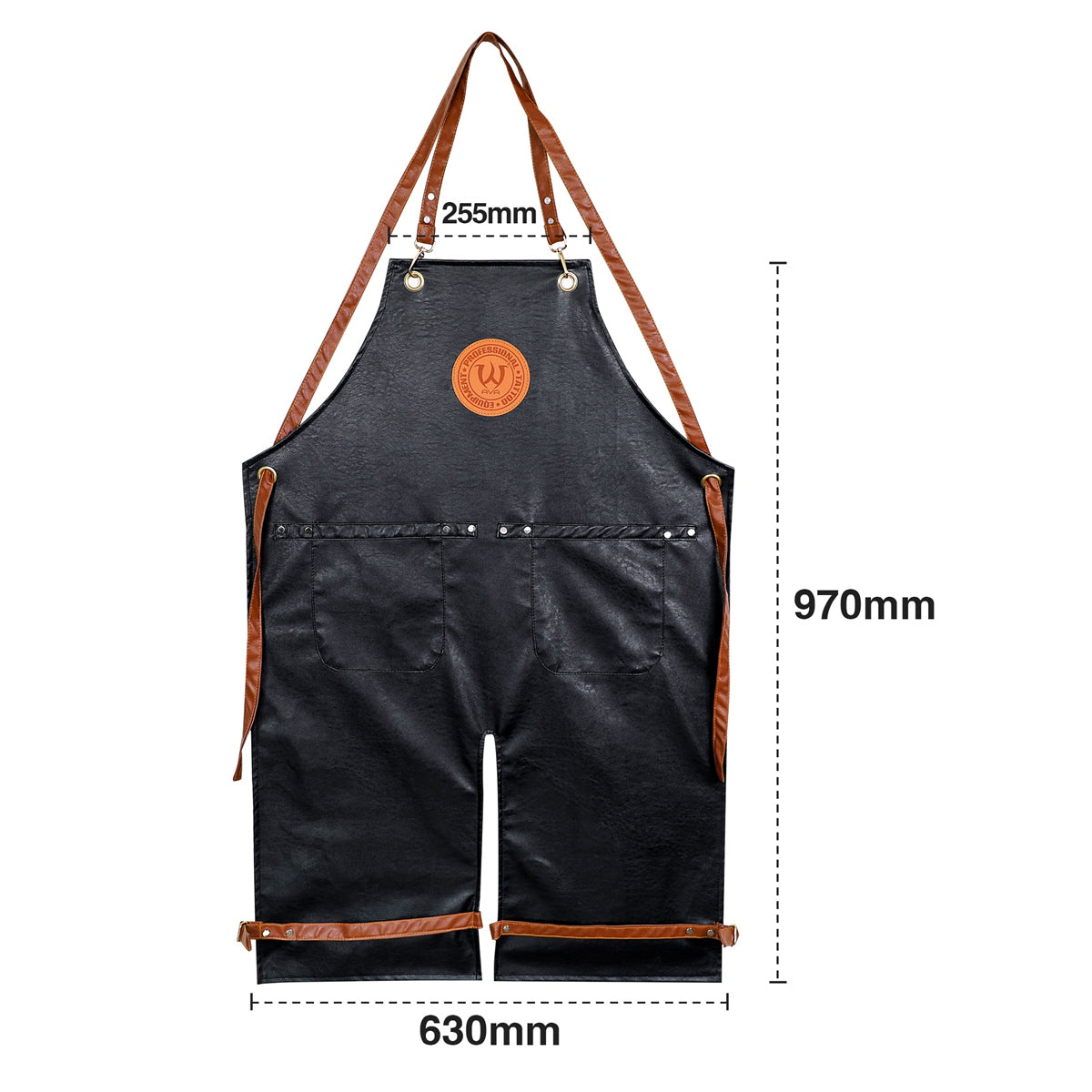 PU LEATHER MATERIAL APRON WITH ADJUSTABLE BELTS-10