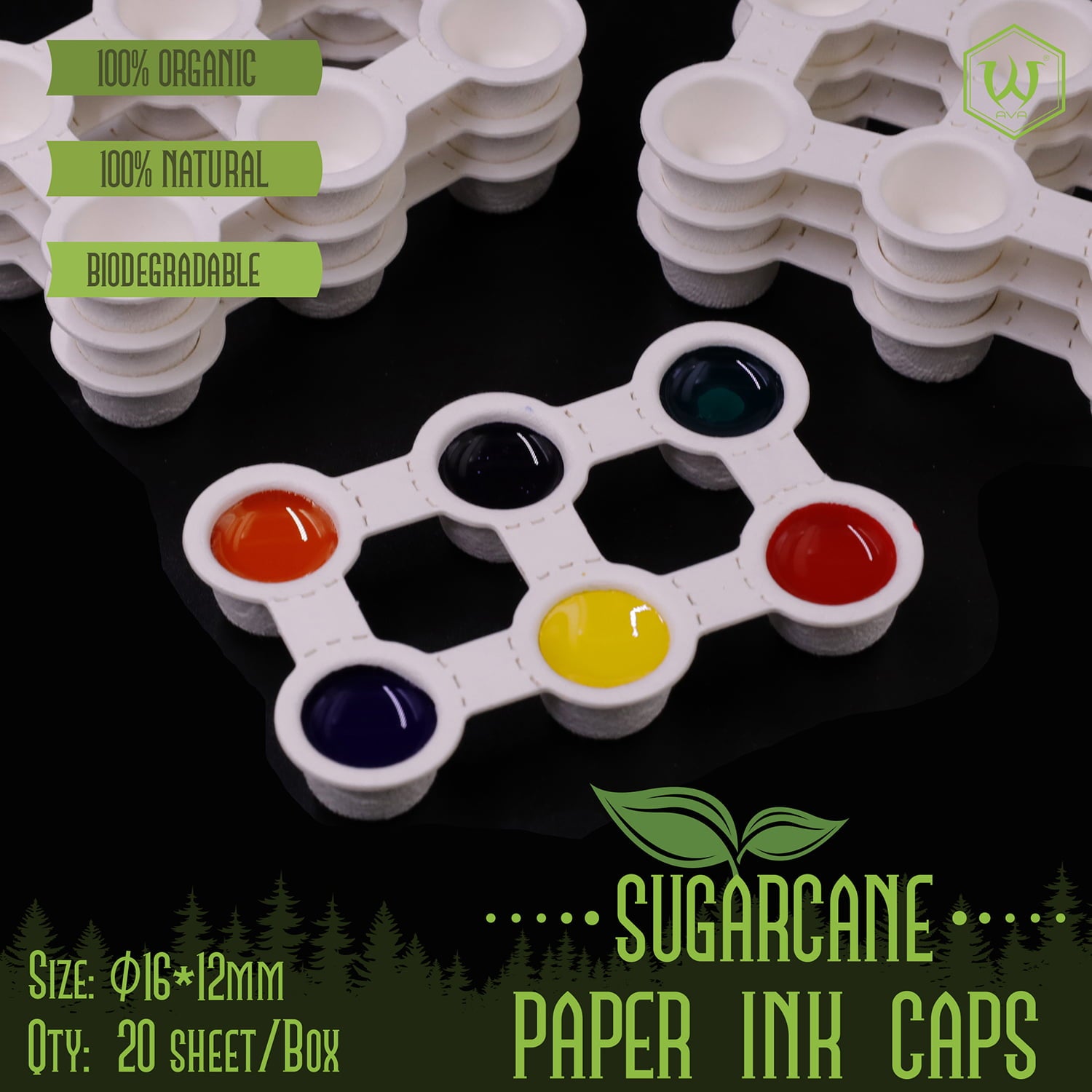 Paper ink caps SUGARCANE pour couleurs