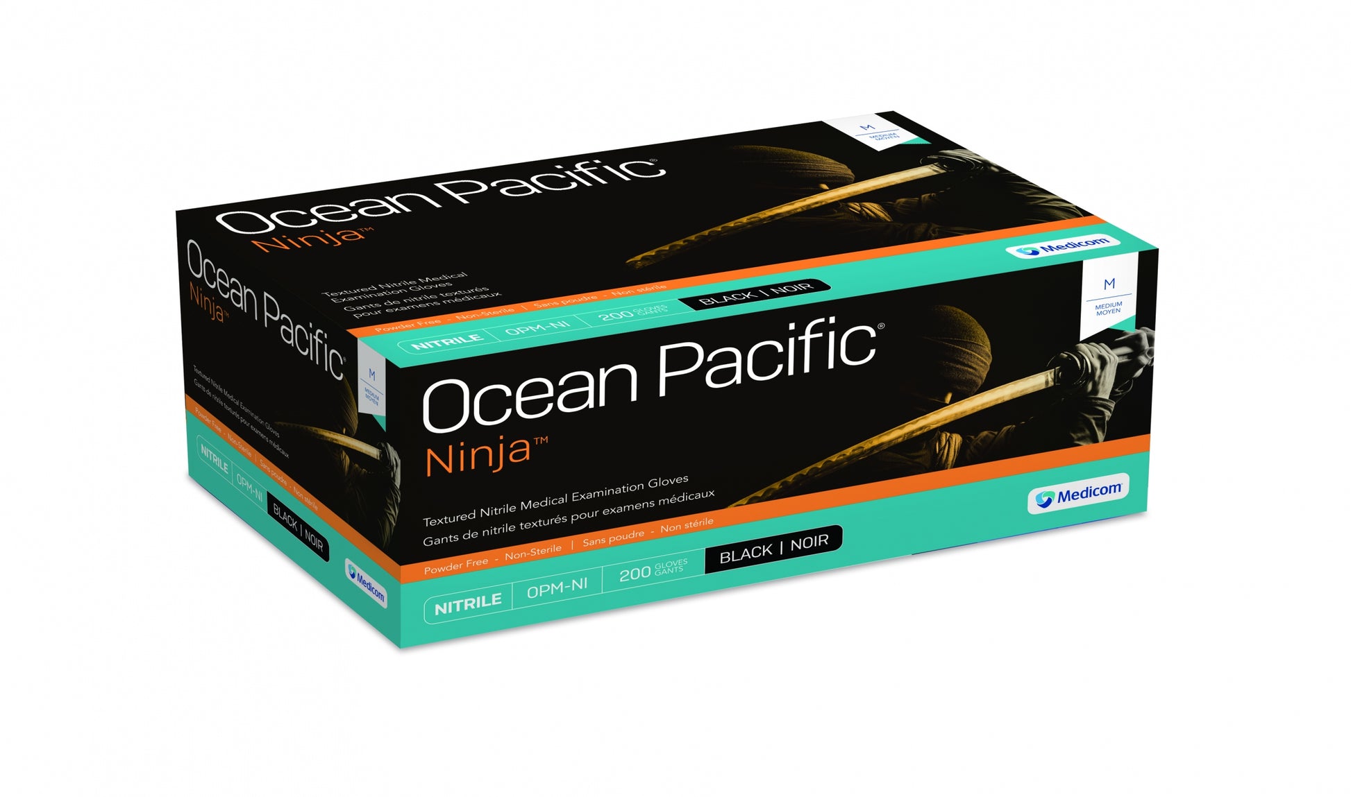 Ocean Pacific® Ninja™ Nitrile Gloves Box of 200 Black-1
