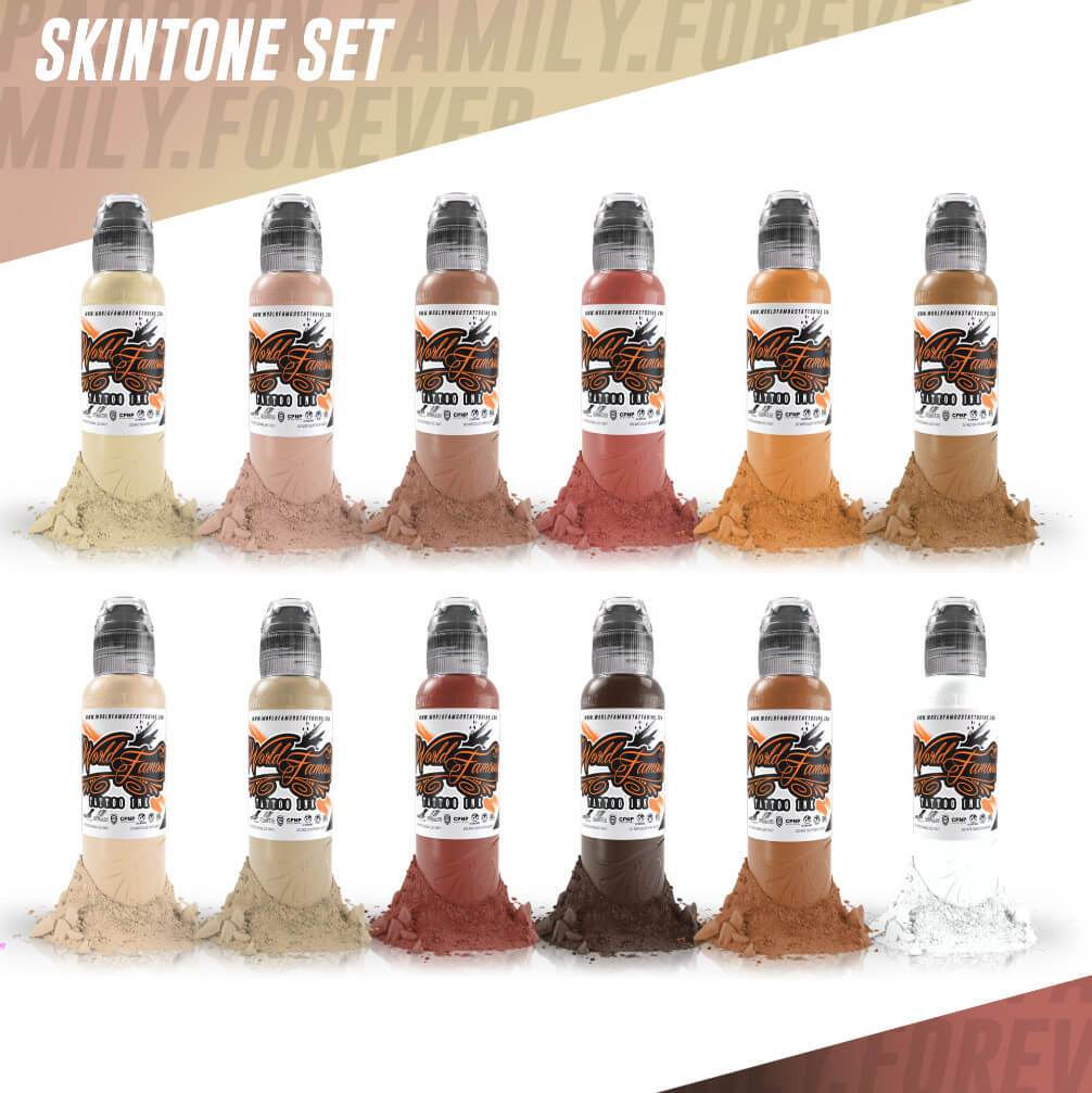 12 Colors Skintone Set 1 oz - World Famous Tattoo Ink-1