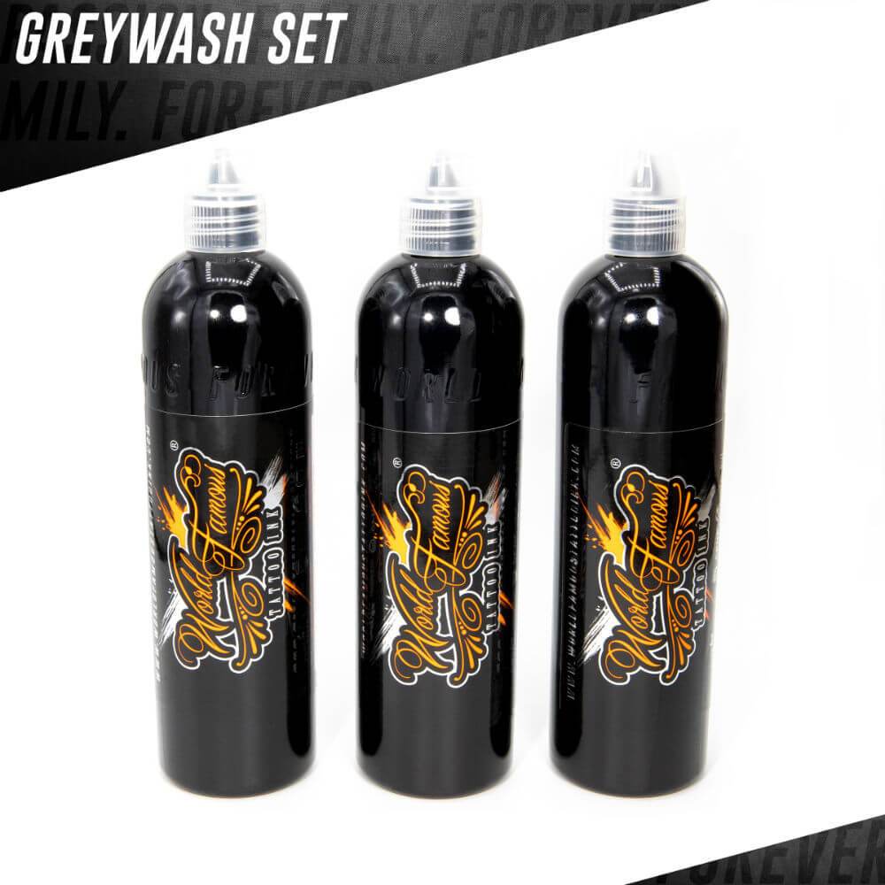 3 BOTTLE GREY WASH SET- World Famous Tattoo Ink