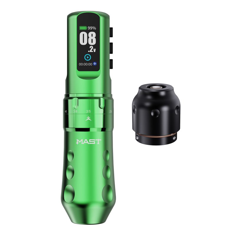 Mast Flip 4 Pro wireless tattoo machine, adjustable stroke (2.5–4.5 mm) with RCA adapter-2