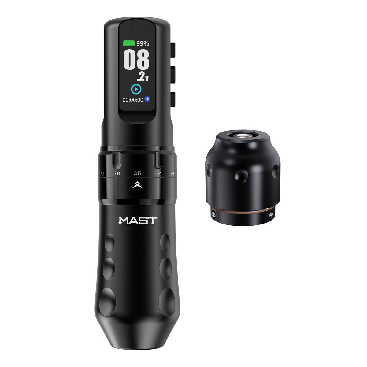 Mast Flip 4 Pro wireless tattoo machine, adjustable stroke (2.5–4.5 mm) with RCA adapter-1