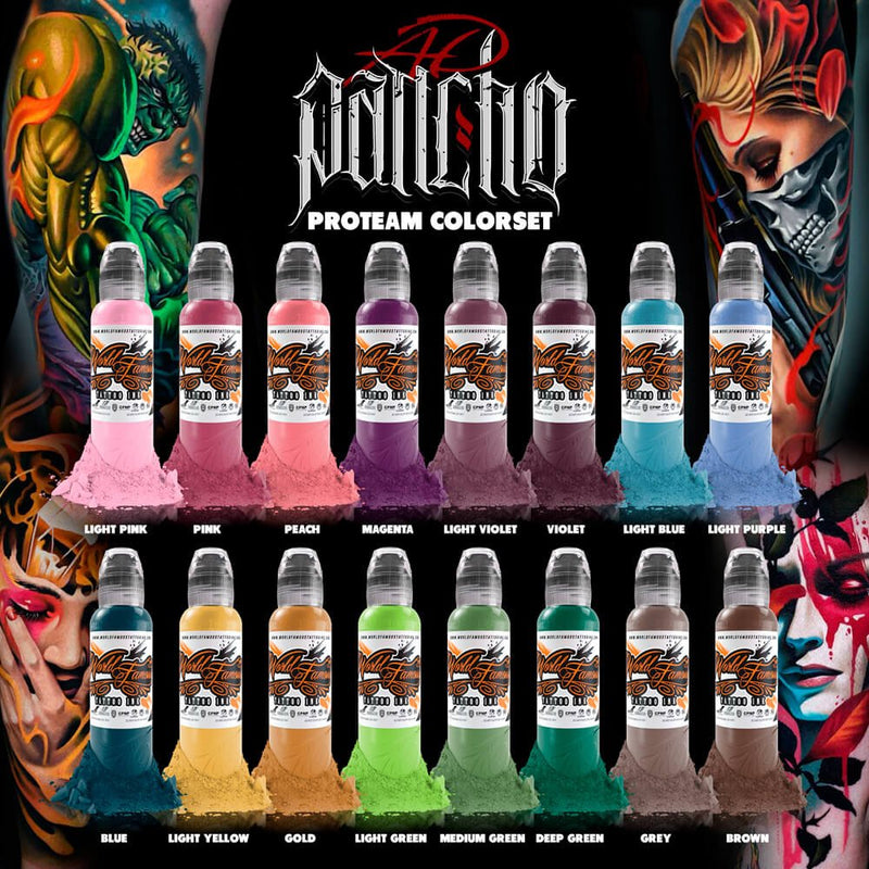 A.D. PANCHO PROTEAM COLORSET 1 oz - World Famous Tattoo Ink – Encres – World Famous Tattoo Ink – SBDistribution