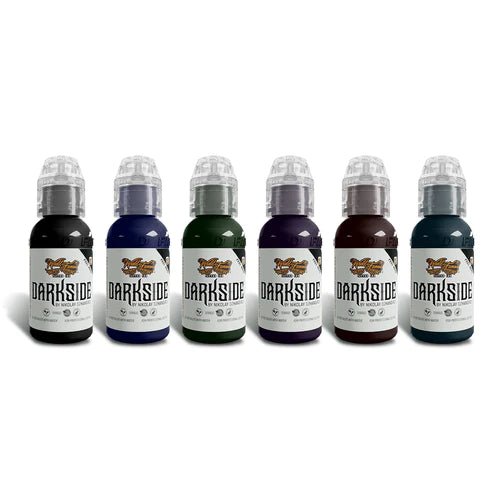 Darkside 6 Bottle Ink Set by Nikolay Dzhangirov — World Famous Tattoo Ink — 1oz – Encres – World Famous Tattoo Ink – SBDistribution