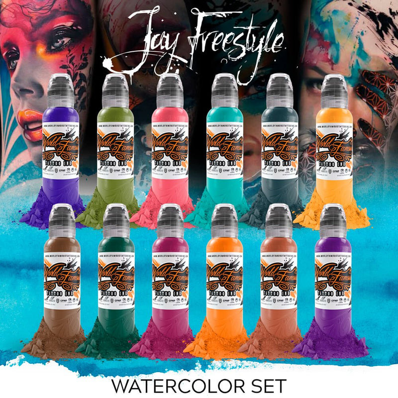 JAY FREESTYLE WATERCOLOR ENSEMBLE 1 oz - World Famous Tattoo Ink – Encres – World Famous Tattoo Ink – SBDistribution