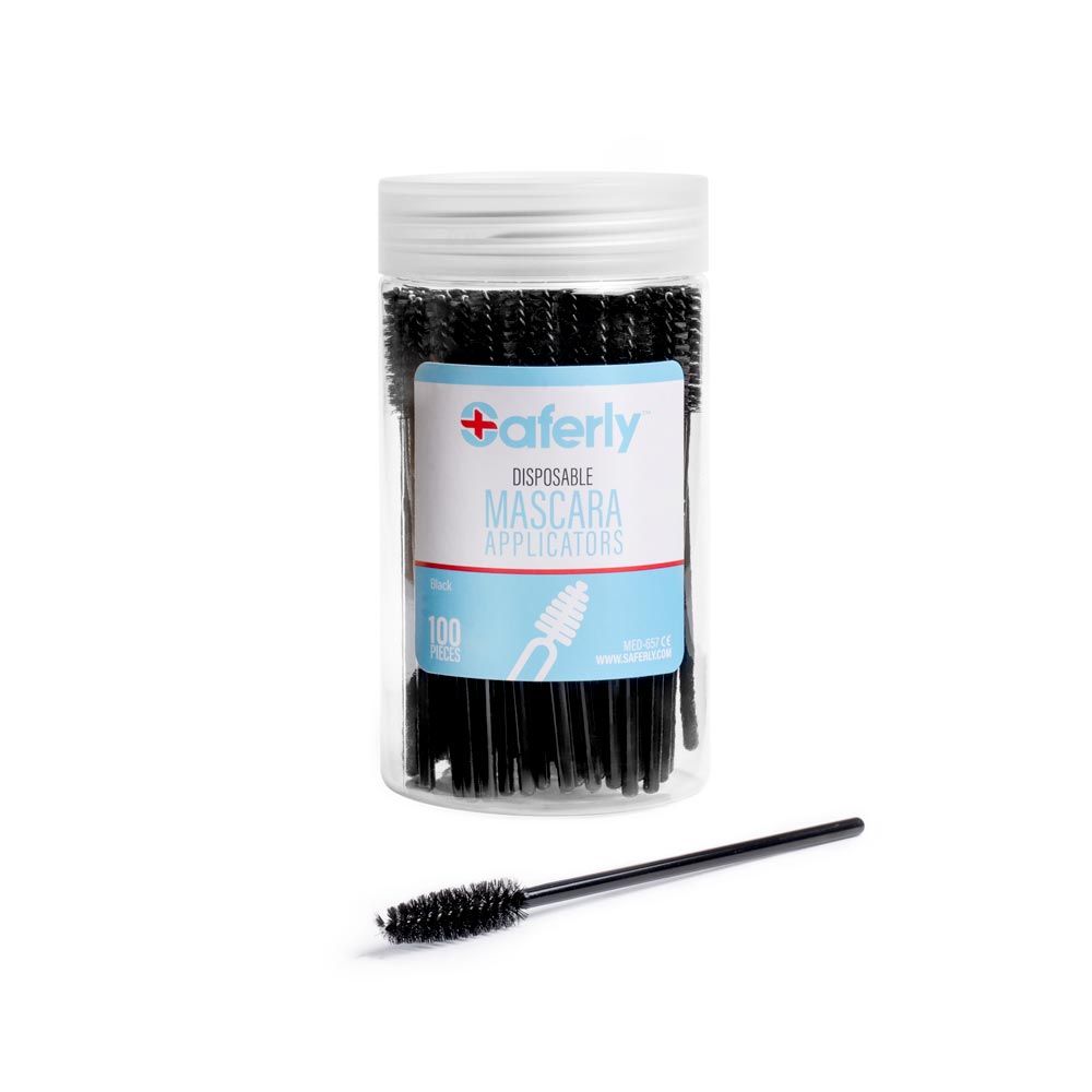 Saferly Disposable Mascara Applicators — Pot of 100 Black or Pink-1