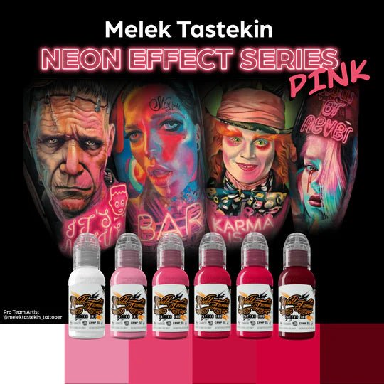 MELEK TASTEKIN Pink Neon Series – Encres – World Famous Tattoo Ink – SBDistribution