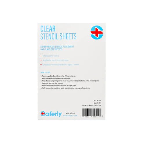 Saferly Clear Tattoo Stencil Insert — 8 - 1/2" x 11” — 200 Sheets – – SBDistribution – SBDistribution