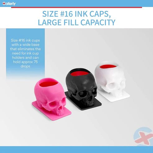 Saferly Skull Ink Caps — Size 16 (Large) — Bag of 200 – – SBDistribution – SBDistribution