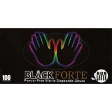 Forte Disposable Gloves, Small, Nitrile, 6-mil, Powder-Free, Black